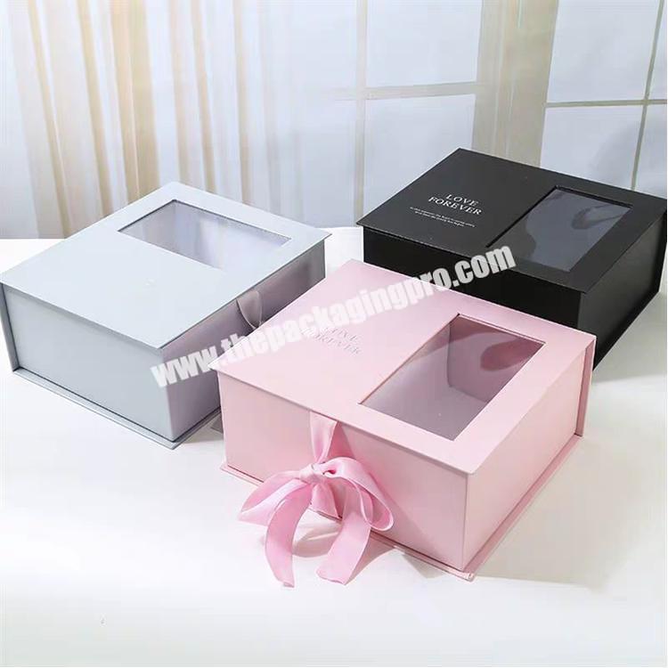 custom print Luxury skin care set cardboard gift packaging box with clear window