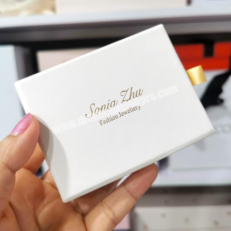 custom logo printed small hot stamping logo  jewelry paper sliding drawer box luxury paper packaging jewelry box packaging