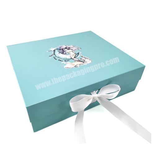 wholesale blue foldable boxes eco-friendly paper packaging boxes foldable boxes with your logo