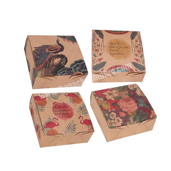 2040pcs Vintage Flower Kraft Pillow Paper Box Macaron Box Chocolate Gift Box Packaging Wedding Cakes Cookie Boxes