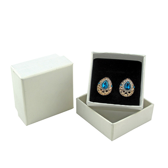 20pcs White Paper Earring Ring Box 5x5x3cm Jewelry Display Box Square Cardboard Gift Box Packaging Jewelry Organizer H2181