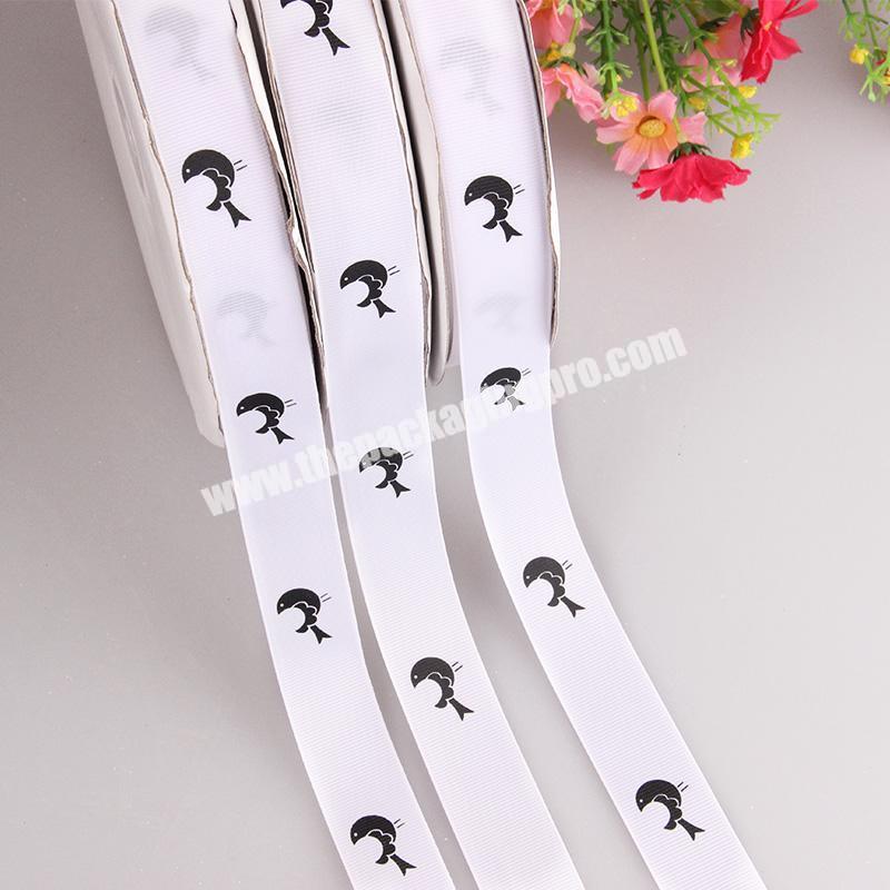 2.5cm Fashion Custom Brand Name Logo Printing Grosgrain Ribbon for Gift Packing