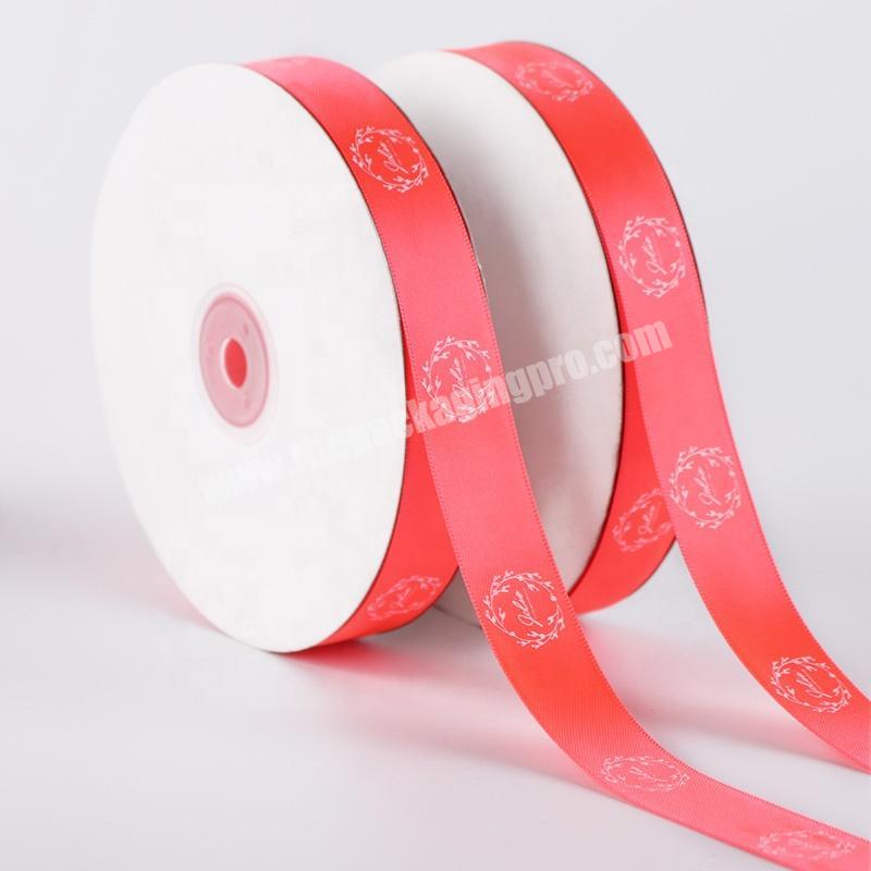 2cm Personalized Red 100% Polyester Ribbon With White Letters Custom Gift Packing Printed Ribbon