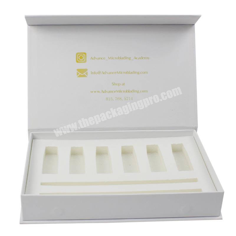 2mm Rigid Cardboard Custom Design Makeup Cosmetic Box With White Inner EVA White Velvet Laminated