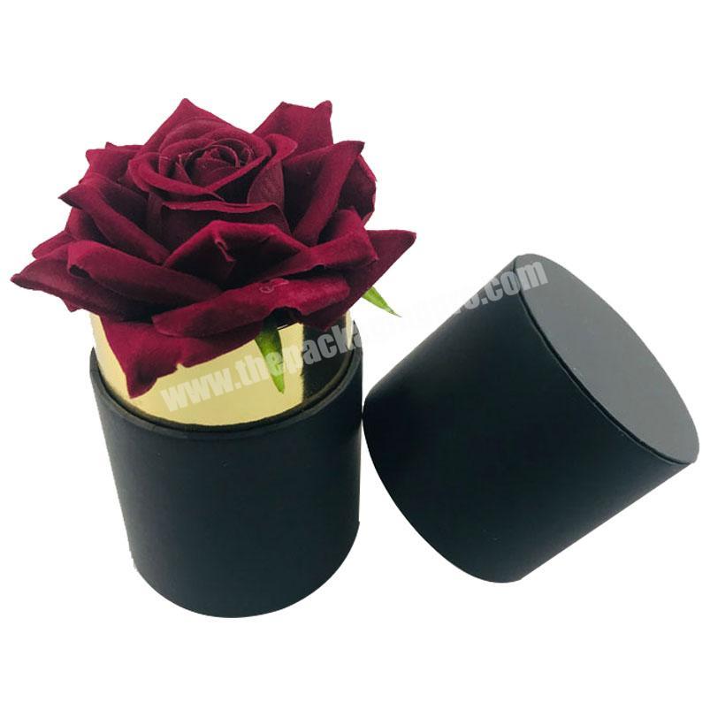 3 pieces black paper gold neck tube rose box round cylinder gift box for preserved flower