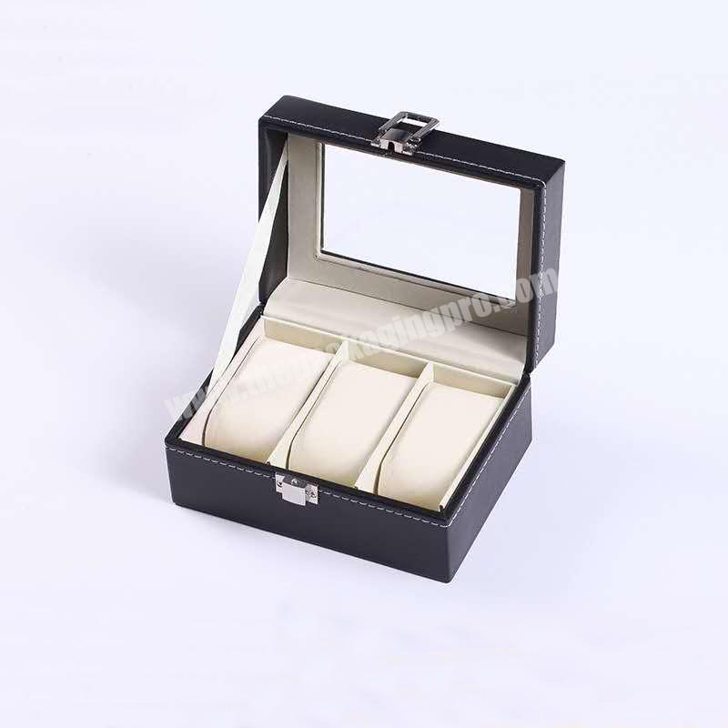 3 slots pu leather watch packaging box wholesale watch boxes cases
