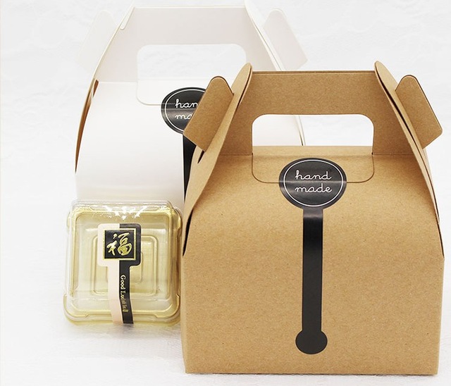 30PCS Natural Brown White Kraft Box Baking Food Carton Boxes Packaging, Mousse Cupcake Packing Box, Cookie Gift Box 11.5x8x8cm