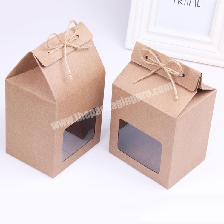 350gsm kraft paper box black for tea or coffee candy packaging with  transparent pv window
