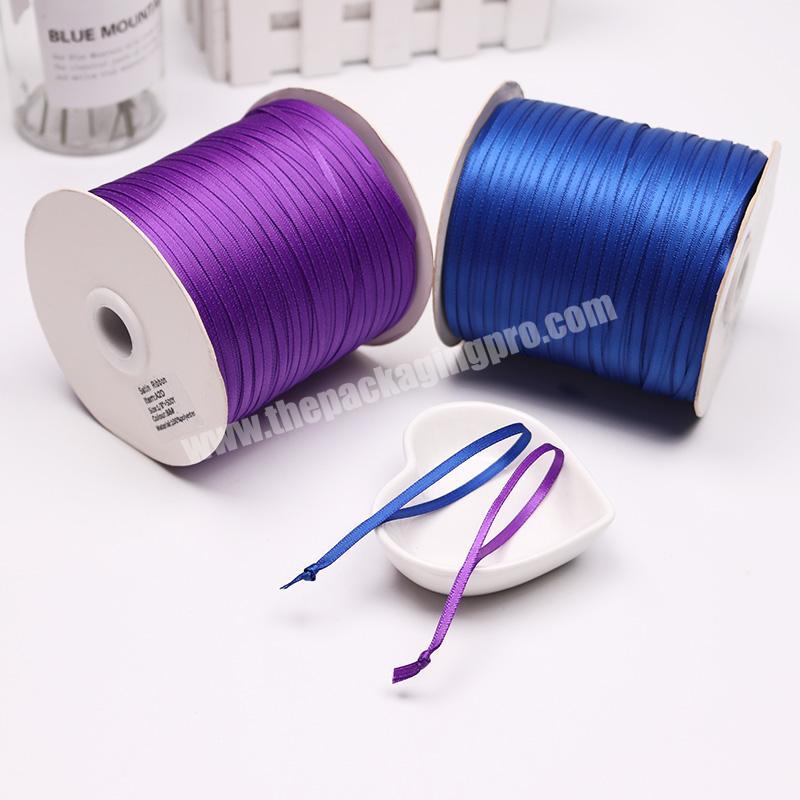 3mm Soild Color Double Face Ribbons Polyester Satin Ribbon For Gift Decoration