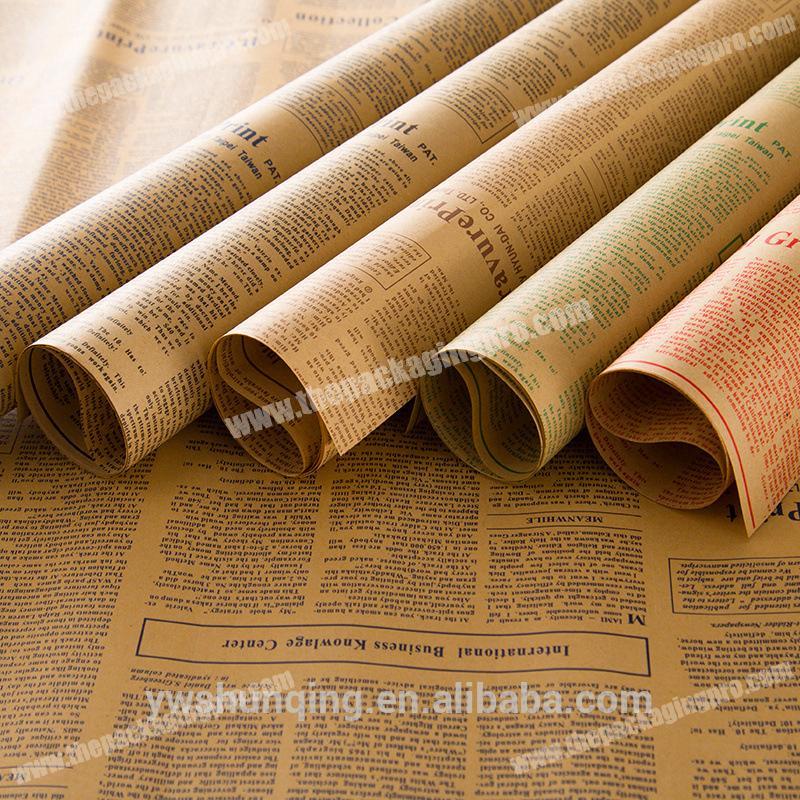 40pcsbag 50x70cm Wholesale Vintage Black Newspaper Print Flower Wrapping paper antique paper