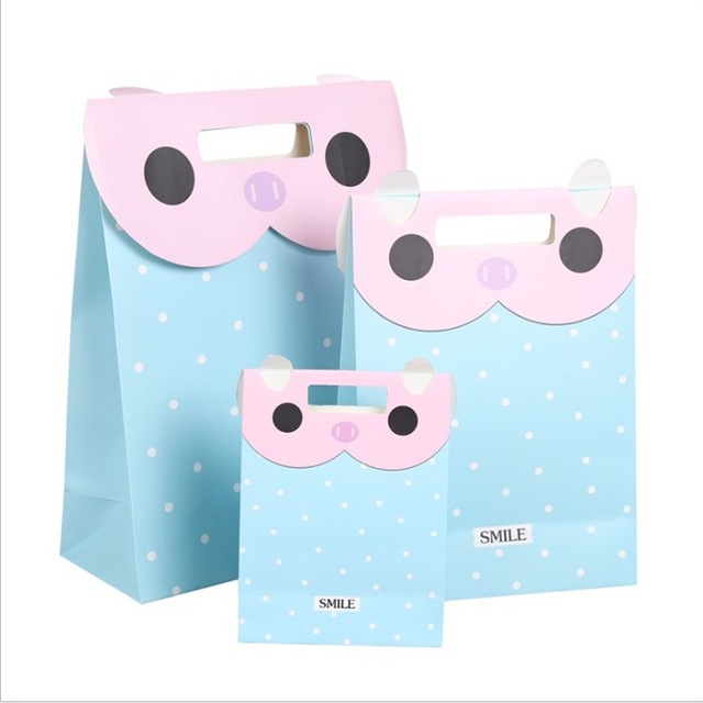 4Pcs/1Pcs Lovely Exquisite Lovely Cute Cat Dot Gift Paper Bag Party Holiday Paper Gift Bags 4 Colors Clamshell gift bag