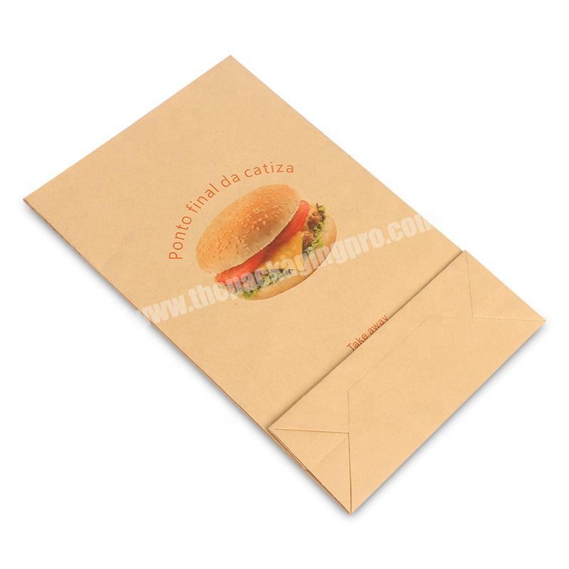 4c printing custom eco friendly brown kraft burger hamburger take away paper bag