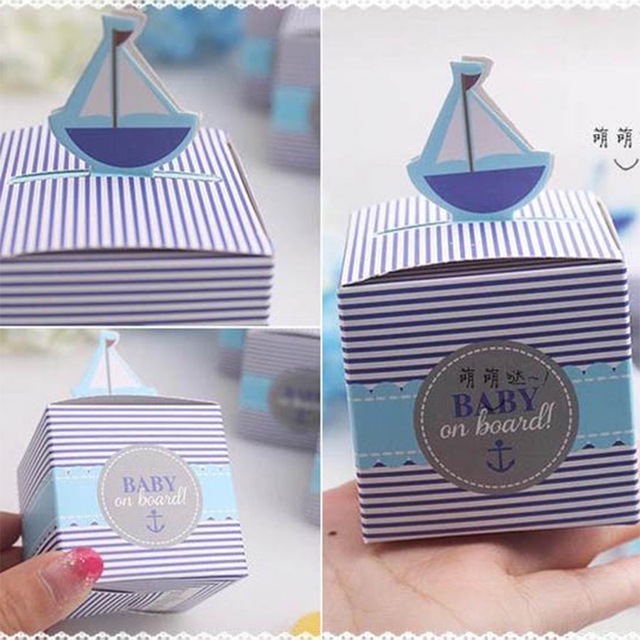 50pcs Sailboat Candy Boxes Baby Shower Gift Boxes Paper Box Birthday Party Decorations Kids Favor Boxes Wedding Party Supplies
