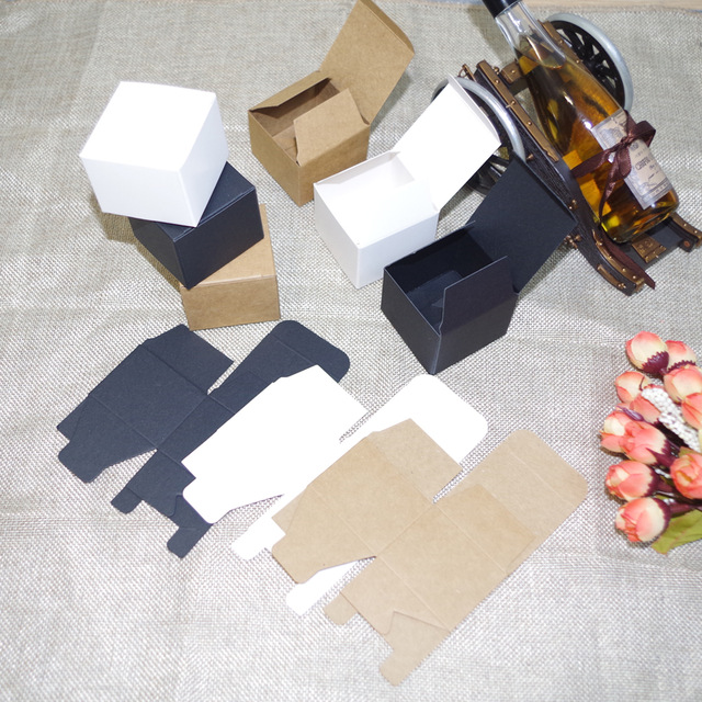 50pcs/lot Brown/White colors 350gsm card Paper 1 tuck Gift Packing Boxes for candy/handmade soap/oil bottle/perfume/jewelry/tube