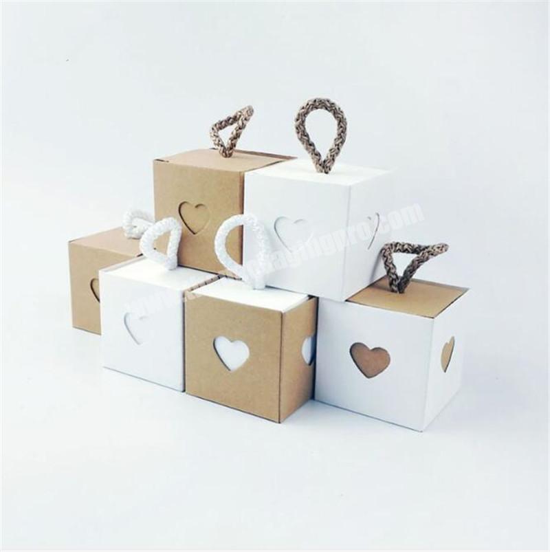5.5x5.5x5.5cm Hollow Heart Design Wedding Box For Candy Small Sweet Gift Packaging White Kraft Paper Box Wedding Party Favor Box
