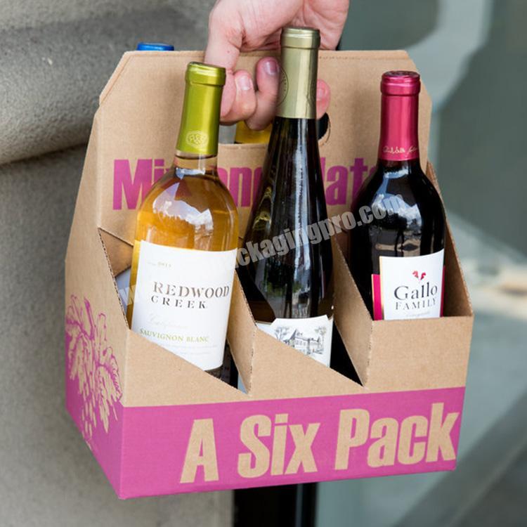 6 Bottles Beer Holders Paper Packaging Carton Holder Carrier Boxes With Die-Cut Handle