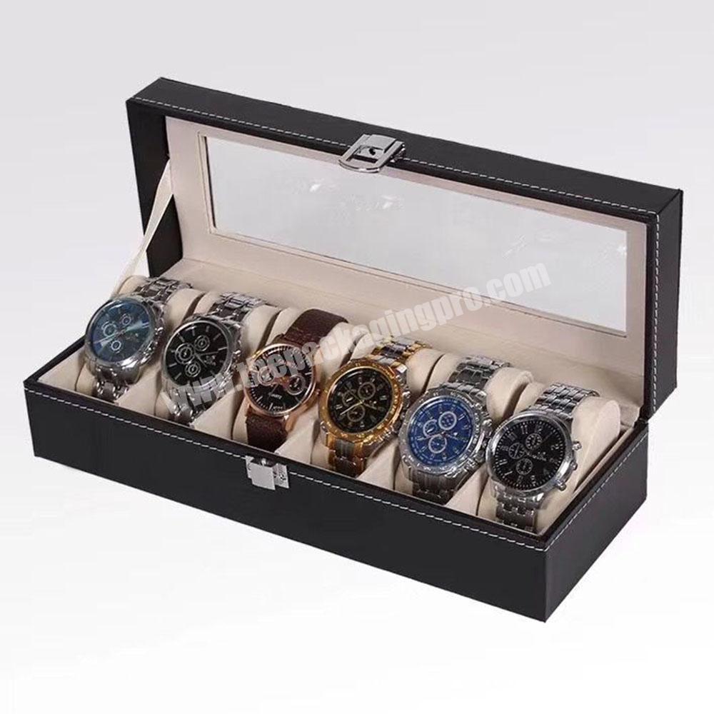 6 Slots 12 Slots Luxury Premium PU Leather Watch Jewelry Box Packaging Box & Cases With Display Window With Inserts