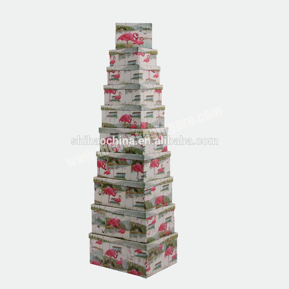 605# shihao high quality beautiful flamingo handmade paper gift box recyclable rectangle hardboard paper gift box packing box