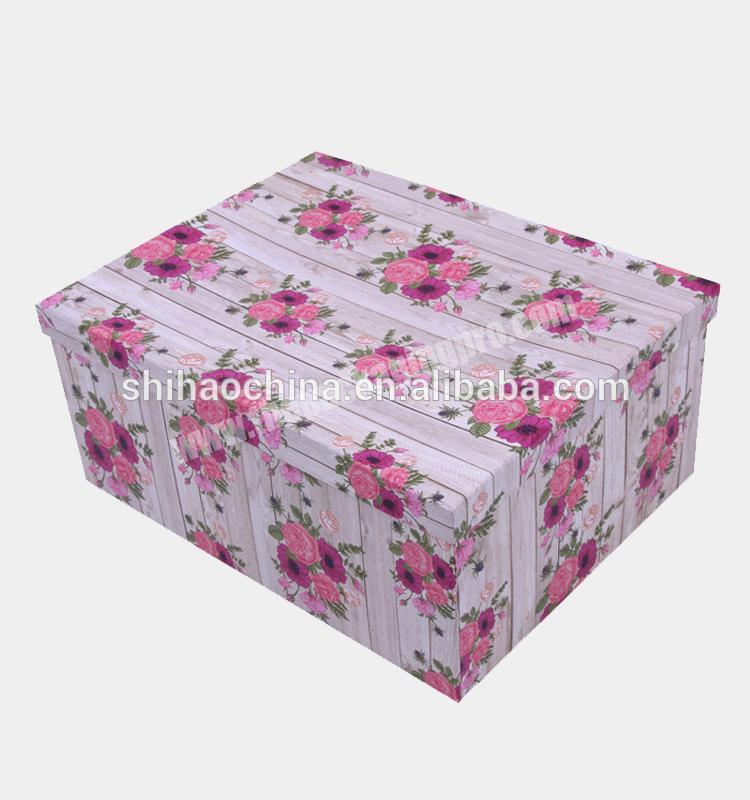 605# shihao Luxury beautiful roses printed factory cheap high quality custom eco grey cardboard boxes for gift packaging
