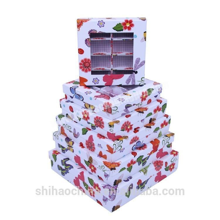 611 Shihao Newly Square Hat Paper Box With Clear PVC Lid