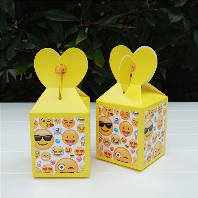 6pcs/lot Emoji Favor Box Candy Box Gift Box Cupcake Box Kids Birthday Party Supplies Decoration Event Party Supplies
