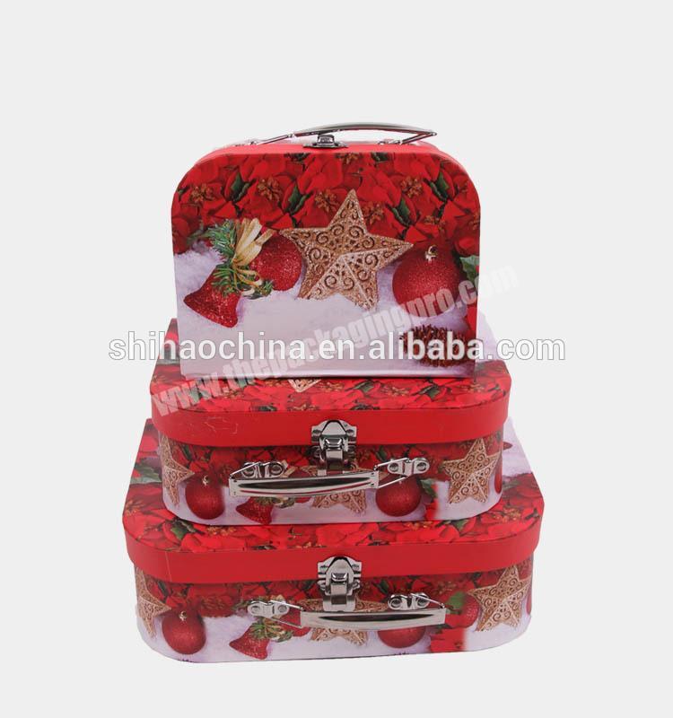 8024# shihao christmas suitcase gift box recyclable hardboard paper gift box packing box