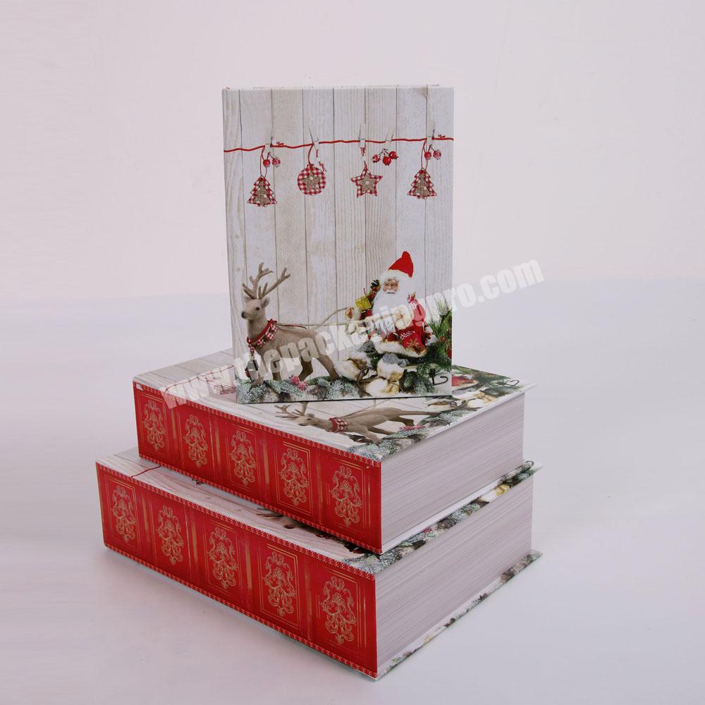 8029 shihao Christmas design book shaped gift box with magnetic closure