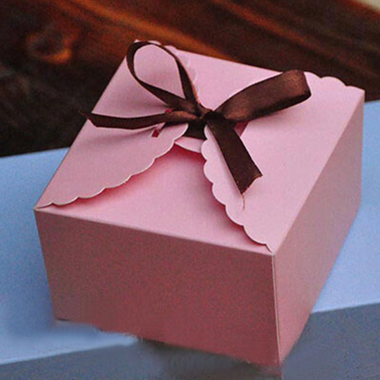 9*9*5cm 10 Pcs Pink Cookie Cake Kraft Paper Box Macaron Bakery Cupcake Chocolate Packaging Boxs Christmas Birthday Party Wedding