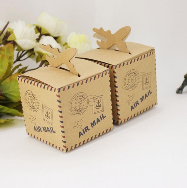 Alice, 6*6*6cm Brown Gift box design Air mail printing packaging, Small Gift Candy kraft paper Boxes,Chocolates box 50pcs/lot
