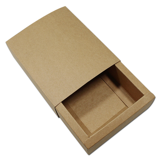DHL 50pcs/lot Brown Kraft Paper Drawer Box For Wedding Birthday Party Favor Gift Package Box Gift Jewelry Packaging Paper Boxes