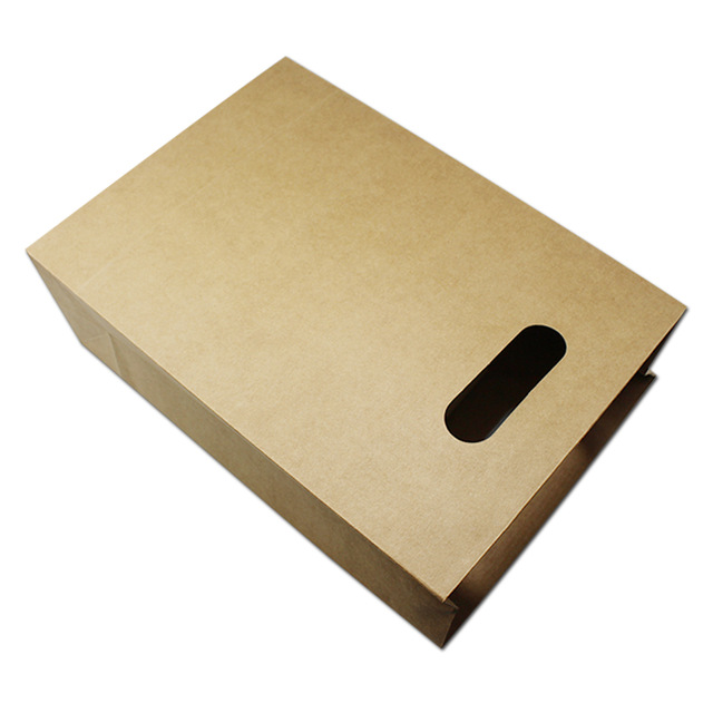 DHL 90Pcs/ Lot 19*27+8.5cm Brown Kraft Paper Gift Packaging Handle Bags Birthday Party Candy Baking Clothes Package Paper Boxes