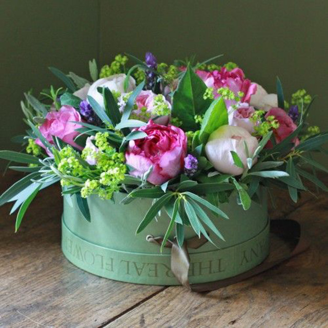 Green Round Flower Box with Handle String