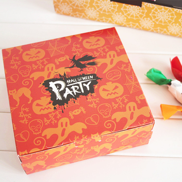 Hot Sale 14*14*5cm10pcs Halloween Cheese Cake Paper Box Cookie Container Food Packaging