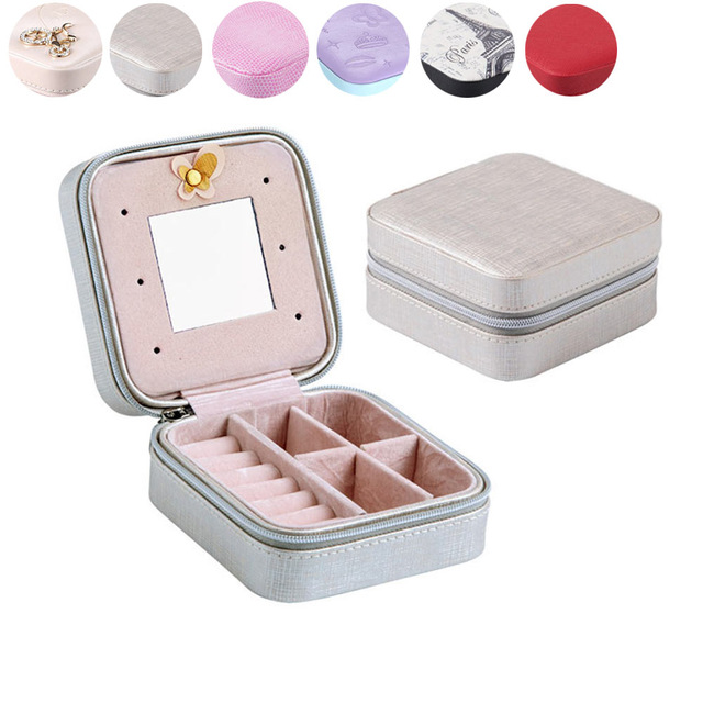 Jewelry Portable Packaging Box Leather Ornaments Case Earrings Bracelet Ring Necklace Storage Box Fine Birthday Gift CX17