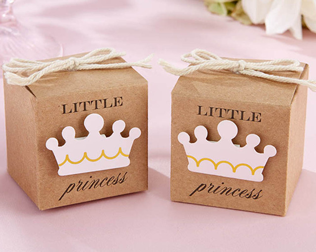 Little Prince/Princess Kraft Paper Gift Baby Shower Favor Box with Twine Bow Pack of 12pcs