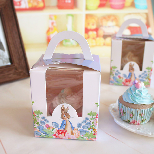 New Arrival 9.4*9.4*10.4cm Peter Rabbit Cupcake Paper Box As Cookie Candy Christmas Birthday Gifts Packaging Party Decoration