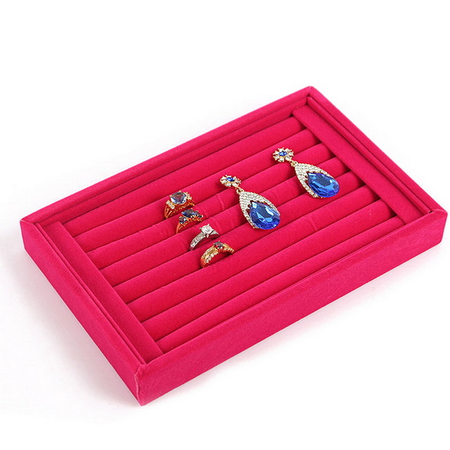 New Design 1 PC Full Velvet Ring Box Jewelry Box Earrings Ring Jewelry Box Tray Box free shipping