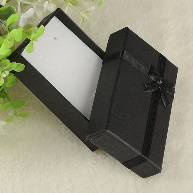 Sale 16pcs/lot 8*5*2.5cm 16x Square Black Paper Gift Box Present Case For Ring Jewelry Bracelet Necklace