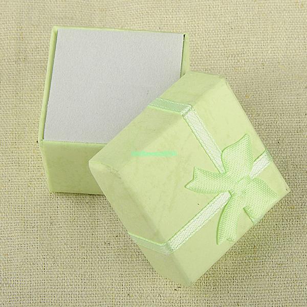 Sale sale+4*4*3cm Jewelry Box Paper Square Package Jewelry Necklace Bracelet Present Gift Box Green Bow Case ES4540