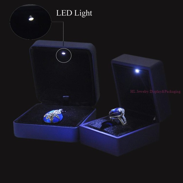 Elegant Ring Storage Box with LED Light Jewelry Display Gift Box Packing Case 