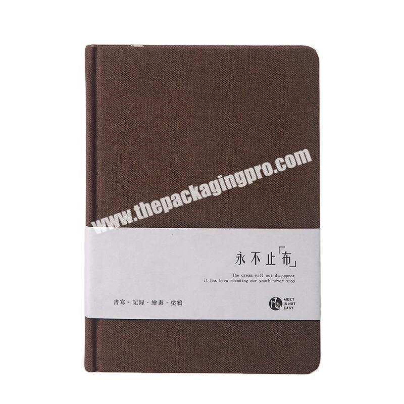 A4 A5 A6 Brown Gratitude Journal Traveler Diary Office Supply Business Agenda Organizer Hardcover Fabric Linen Covered Notebook
