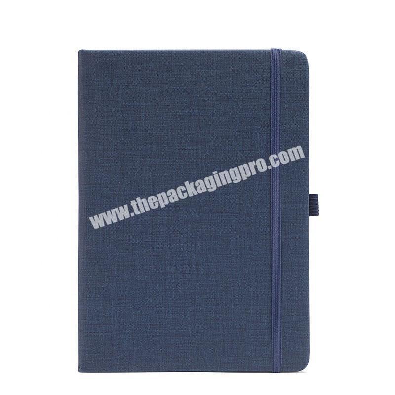 A5 A6 Fabric Cover Linen Navy Blue Business Diary Self Care Journal Elastic Band Pen Holder Weekly Daily Planner Notebook