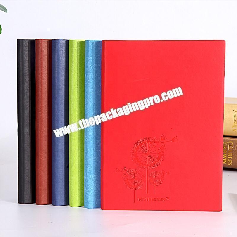 A5 Colorful Hardcover Business Motivation Journal Academic School Diary Embossed PU Vegan Leather Notebook With Ribbon Bookmark