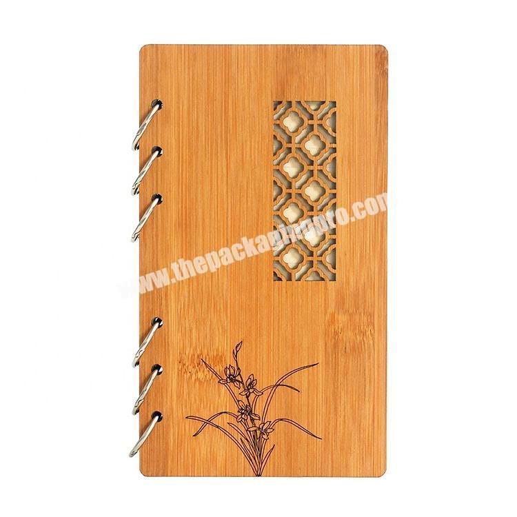 A6 Mini Pocket Size Journal Office Business Notepad Promotion Gift Diary Wood Bamboo Cover Hardcover Spiral Coil Notebook