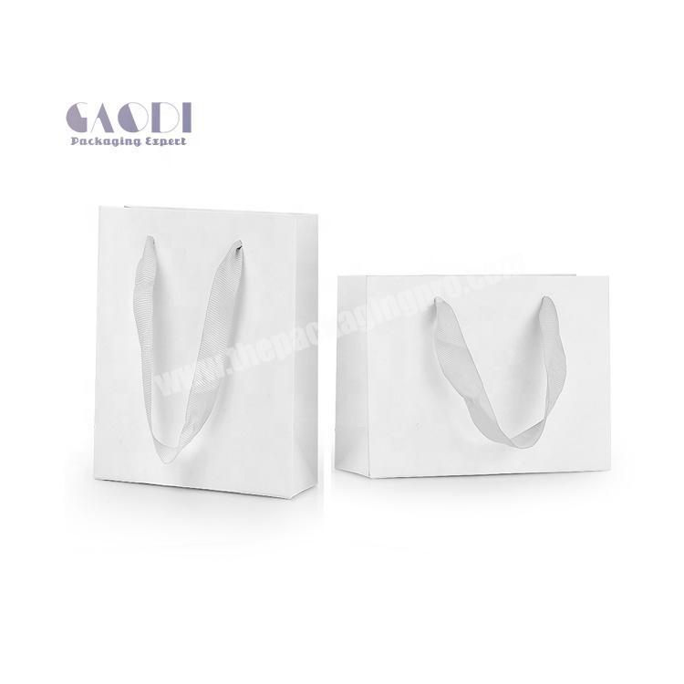 Accept Customize Size Logo Luxury White Horizontal Vertical Paper Bags With Ribbon Handles