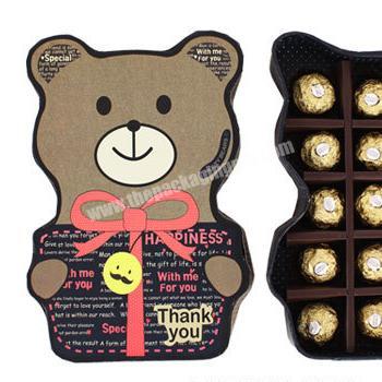Adorable brown bear shape cardboard present box kids' candy paper package box