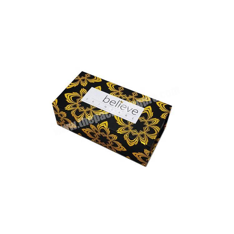 Advanced black magnetic closure gift box with custom gold foil logo