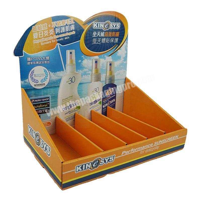 Advertising Cardboard Cosmetic Counter Top Display For Sunscreen