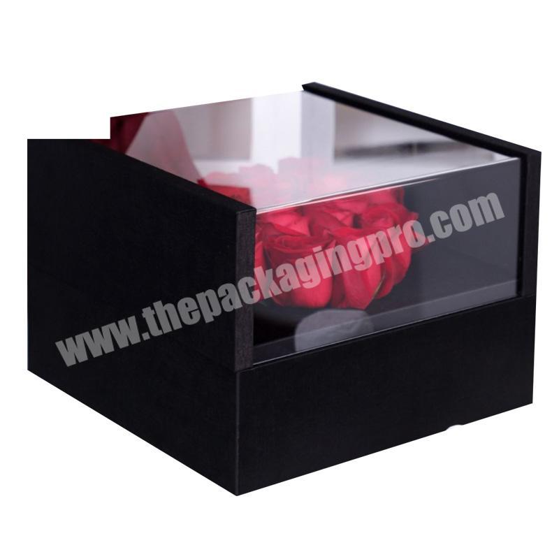 Amazon Ebay hot sales luxury drawer PU wooden cardboard soap flower gift box