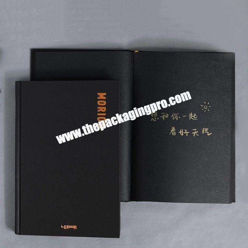 Amazon Hot Sell Paper PU Leather Bound Perfect Binding Black Notebook Journal Dairy Hard Soft Cover Dotted Paper Notes Notepad